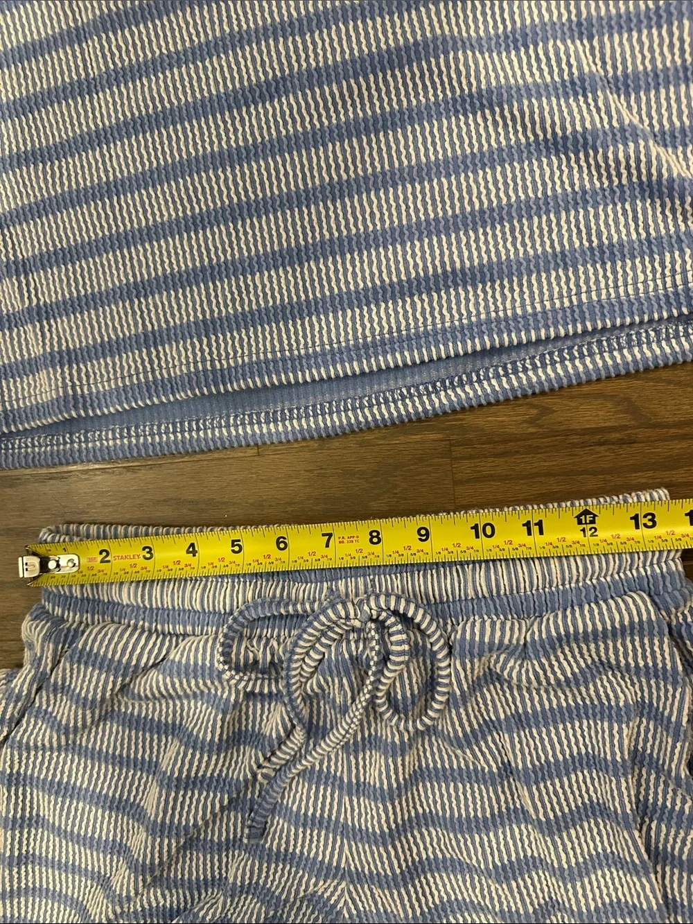 Zenana Women’s Light Blue & White Striped Lounge Set - Short Sleeve Top & Shorts
